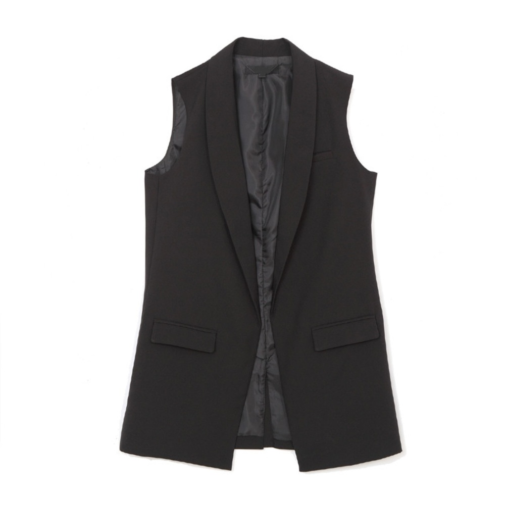 Sleeveless Black Tailored Blazer Vest